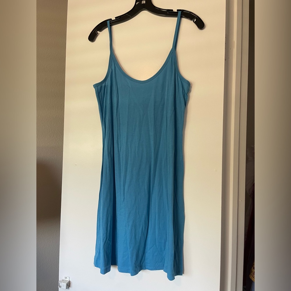 Blue Spaghetti Strap Slip Dress Cotton